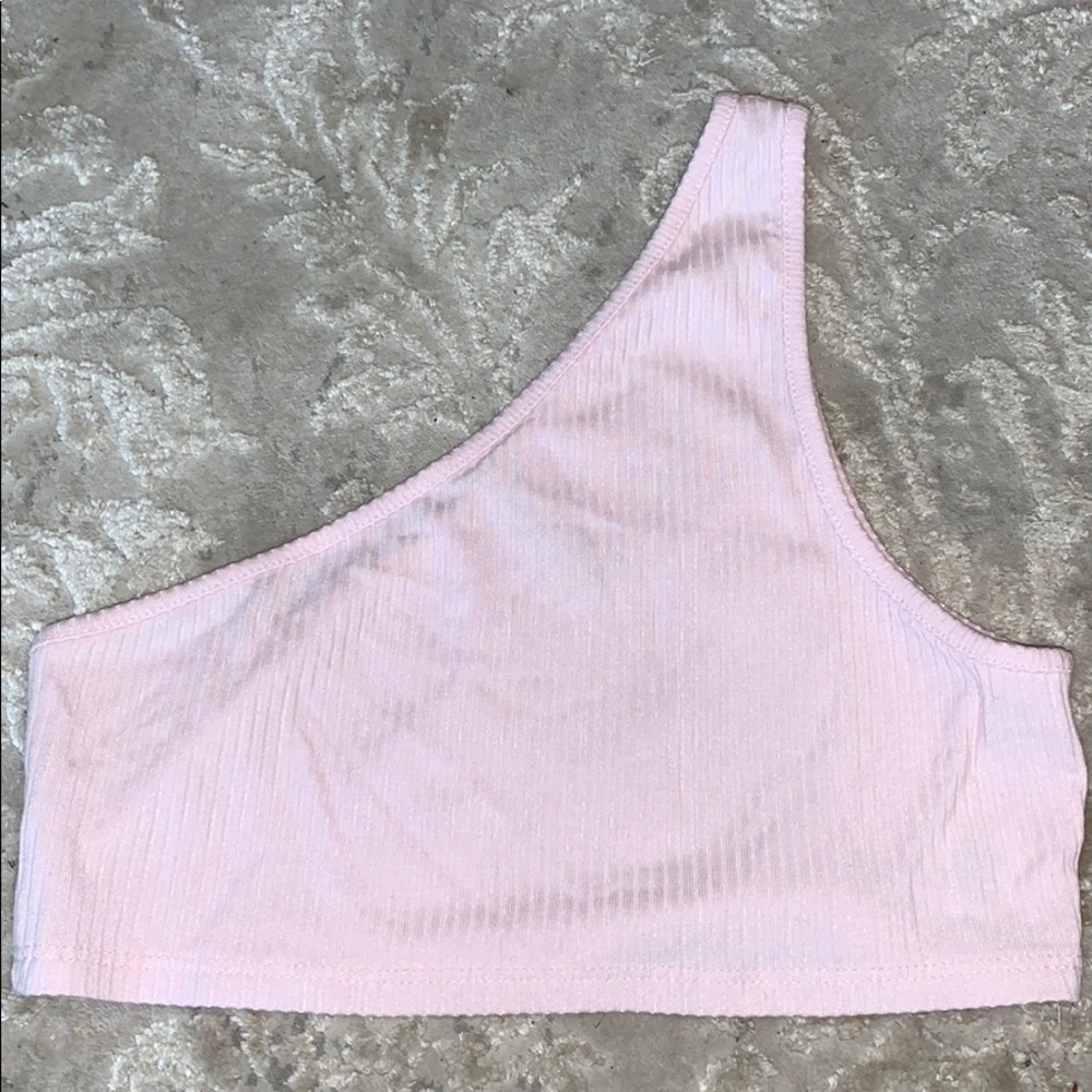 Light pink one shoulder crop top